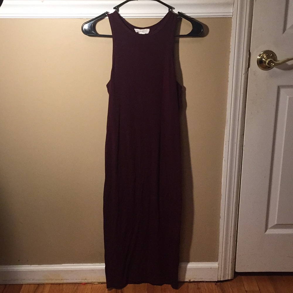 purple tight maxi dress